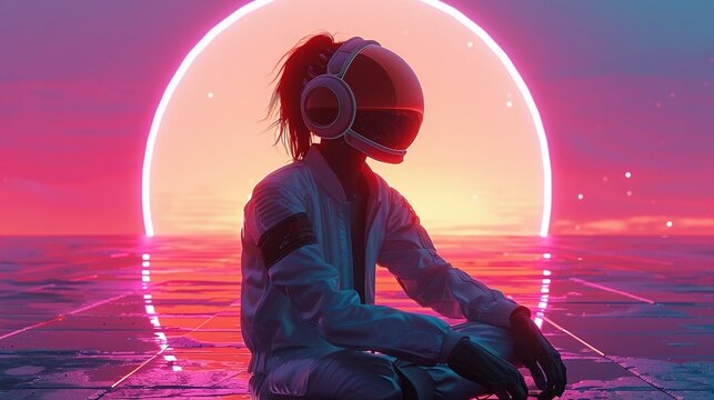 Synthwave Euphony  A euphonic and harmonious composition inspired by the synthwave genre, featuring retro-futuristic aesthetics and pulsating electronic melodies