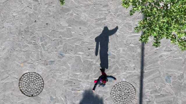Man Playing Zeybek Drone View (Zeybek is a Local Turkish Dance)
