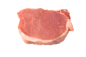 Raw pork pieces isolated on a white background.
