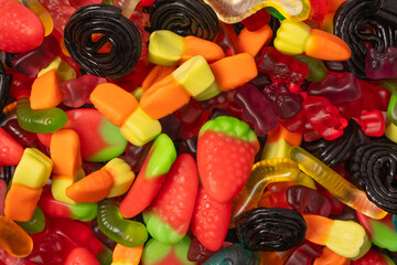 Assorted colorful gummy candies. Jelly  sweets.