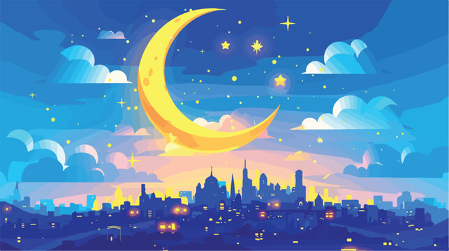 Night icon vector image with white background 2d fl