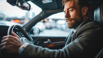 Obraz premium man driving a car
