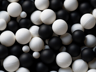 Polyester foam texture with white and black balls, abstract background