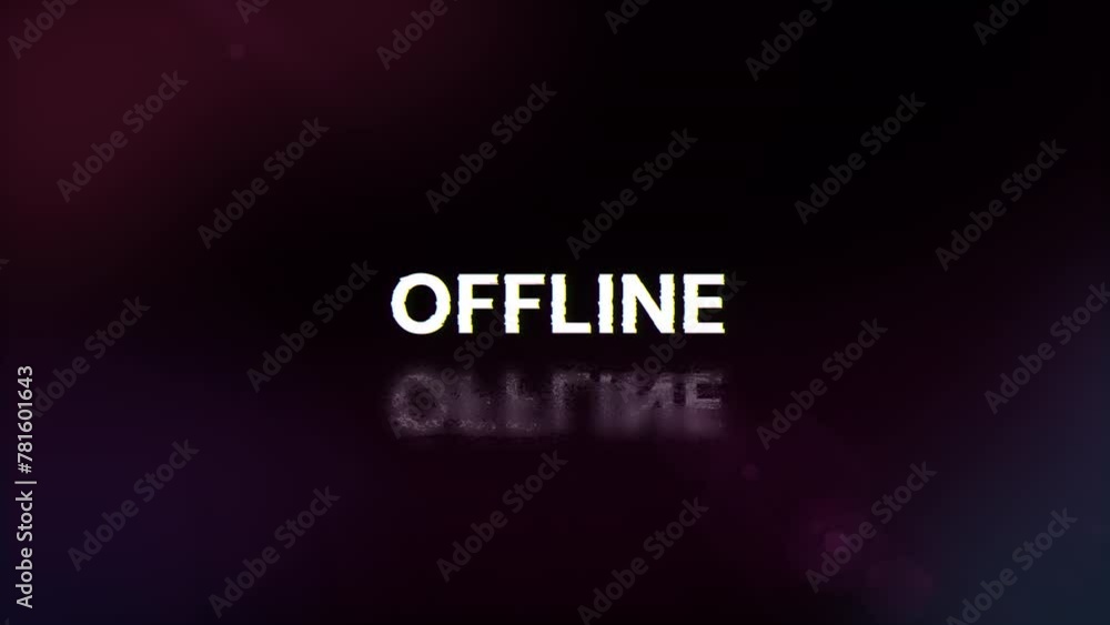 Poster offline text with screen effects of technological failures. spectacular screen glitch with various k