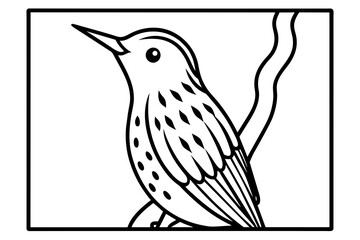 sketch of a bird & treecreeper----sitting-one-a-small-tree-out-side border vector illustration