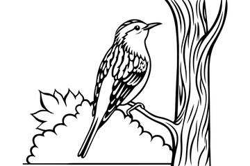 sketch of a bird &-treecreeper-vector-illustration