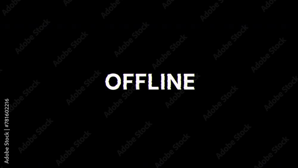 Poster offline text with screen effects of technological failures. spectacular screen glitch with various k