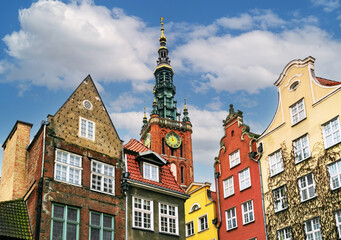 City Hall bell tower in Gdansk 	