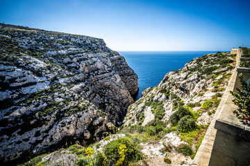 Beautiful Blue Grotto in Malta. Sunny day - 781605006