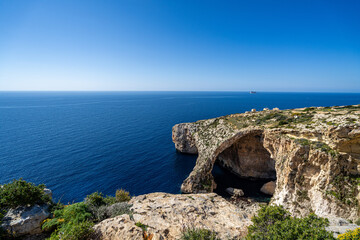 Beautiful Blue Grotto in Malta. Sunny day - 781605251