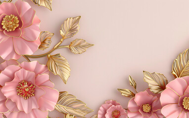 Rose Gold Floral on Pink	
