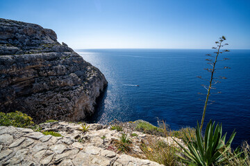 Beautiful Blue Grotto in Malta. Sunny day - 781605437