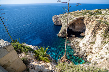Beautiful Blue Grotto in Malta. Sunny day - 781605499