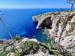 Beautiful Blue Grotto in Malta. Sunny day - 781605623
