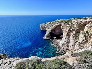 Beautiful Blue Grotto in Malta. Sunny day - 781605660