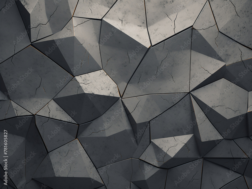 Poster abstract faceted geometric concrete background presented in 3d rendering