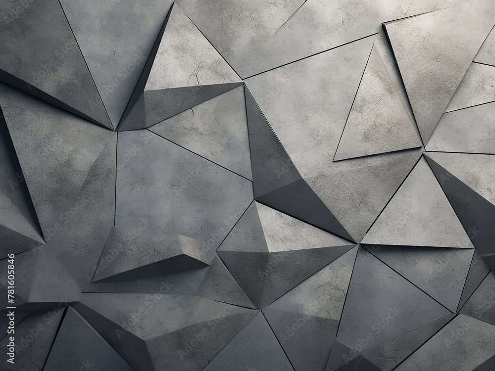 Poster 3d rendering depicts abstract faceted geometric concrete background