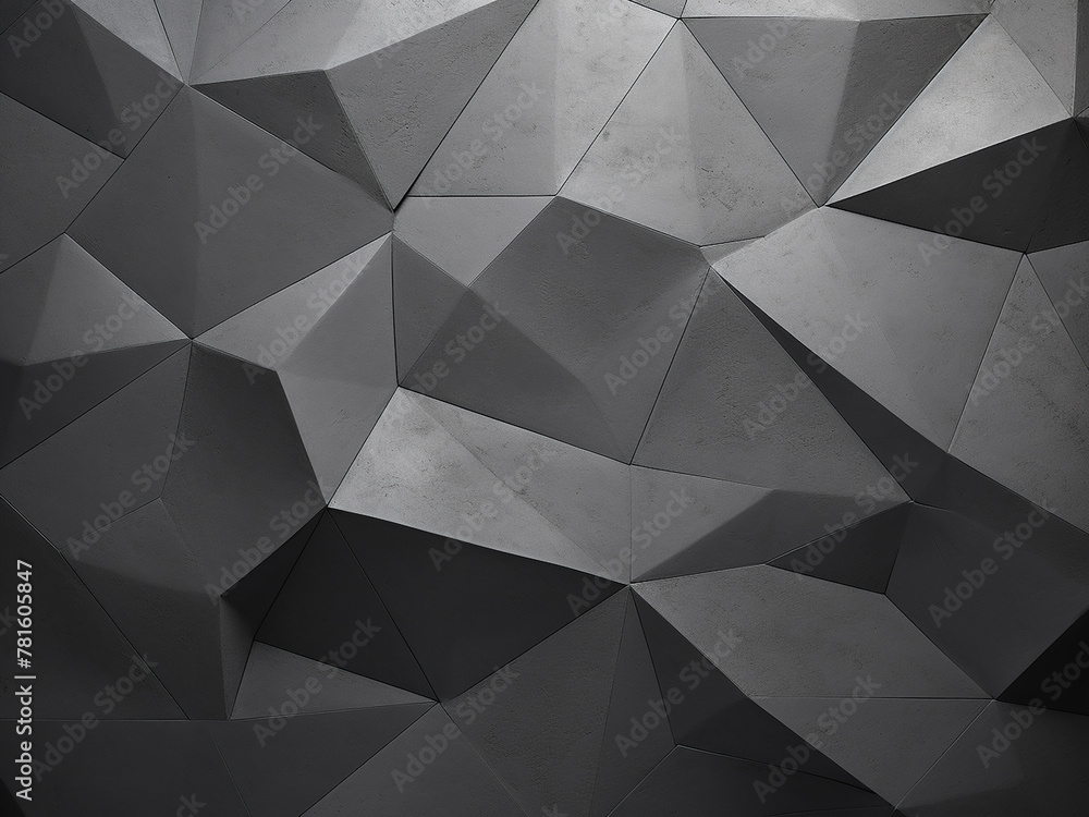 Poster 3d rendering displays abstract faceted geometric concrete background