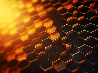 Three-dimensional illustration of abstract honeycomb backdrop