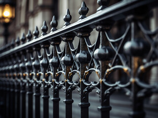 Abstract backdrop: London's steel railing captured in metal - obrazy, fototapety, plakaty
