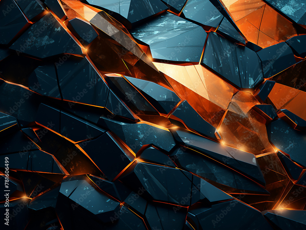Poster computer-generated depiction of fragmented, uneven background