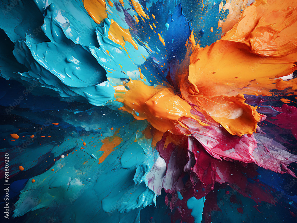 Poster background features textured brush strokes and paint splashes