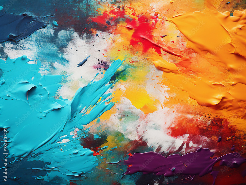 Poster design elements include brush strokes and paint splashes