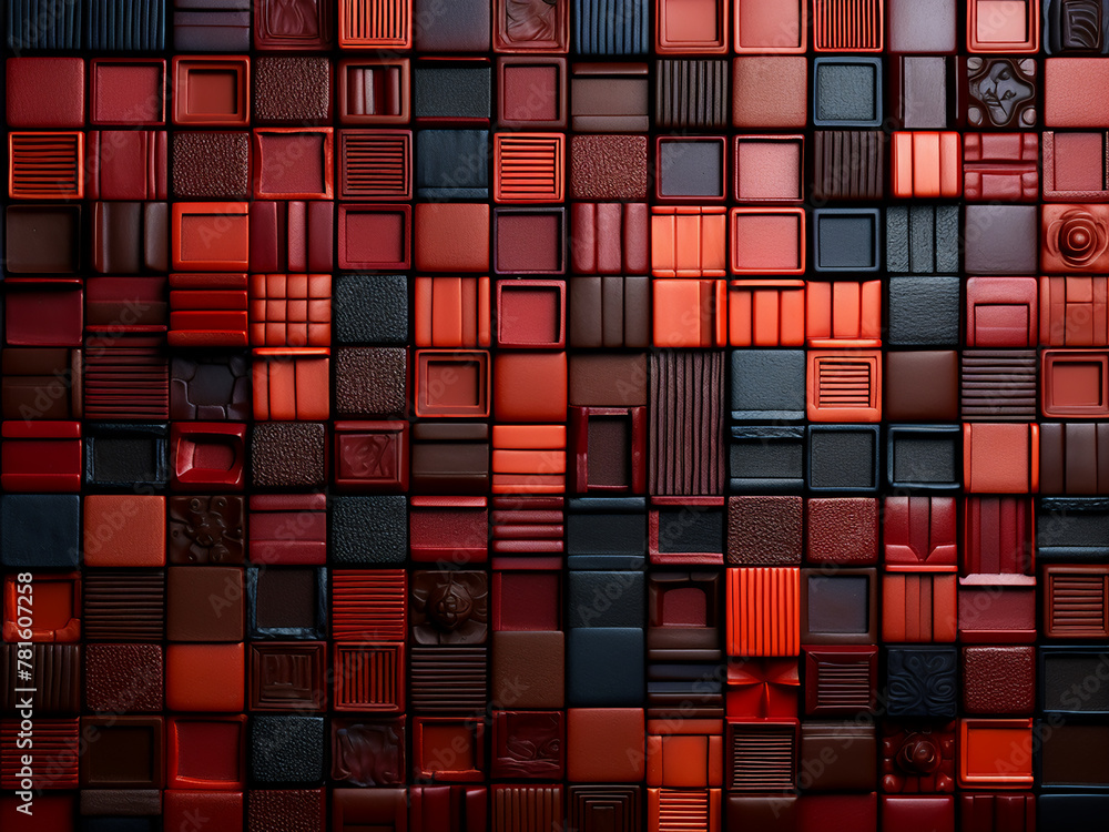 Poster small rectangular objects with repeating patterns form the textured background
