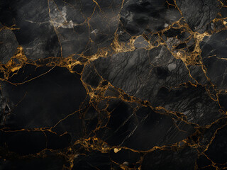 Dark grunge marbled wall showcases black and gold hues