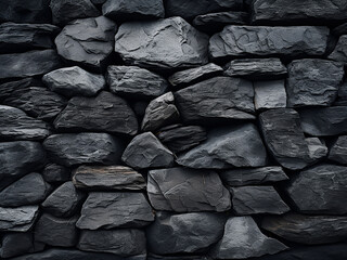 Natural pattern of dark grey textured stone wall, high resolution