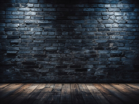 Blurred stock photos depict either a black brick wall or textured grungy floor in the background
