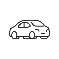 Car from side and back, linear icon. Line with editable stroke