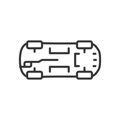 Car bottom view, linear icon. Line with editable stroke