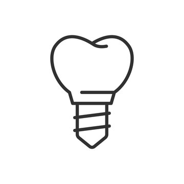 recommend clip art: Dental implant on a thread, linear icon. Line with editable stroke