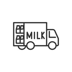 Milk lorry, linear icon. Line with editable stroke