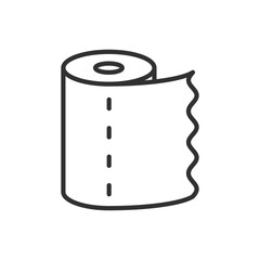 Roll of cloth napkins, linear icon. Line with editable stroke