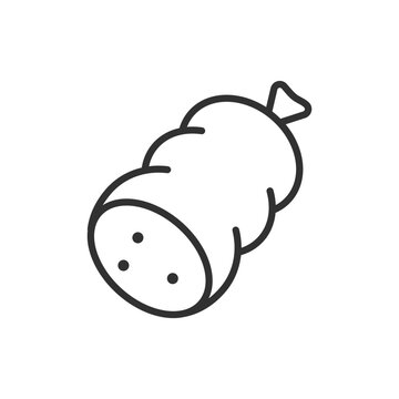 recommend clip art: Boiled sausage, linear icon. Line with editable stroke