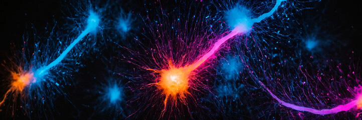 An abstract background featuring illuminated neurons and electronic components.