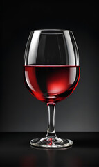 A glass of red wine on a black background