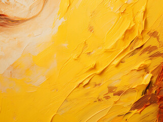 Yellow background of oil painting in close-up detail