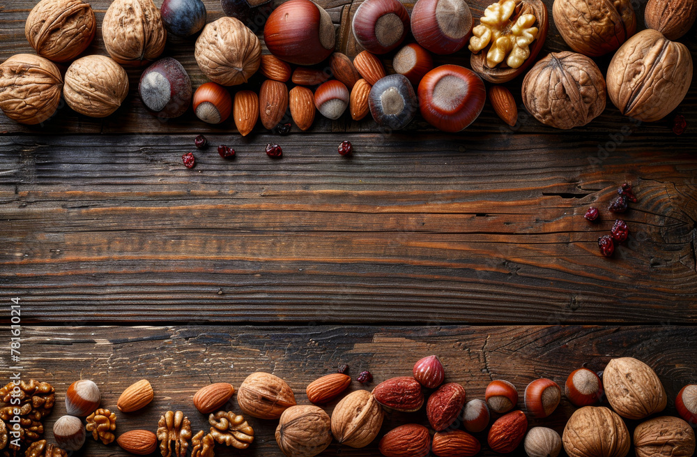 Poster different types of nuts in the nutshell.