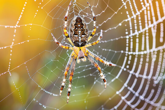 A spider is sitting in a spider web - Powered by Adobe