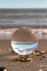 A beach landscape on a crystal ball