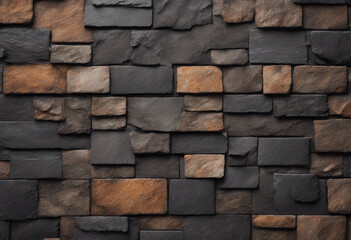 Obraz premium Black brown rusty stone slate tiles texture background banner panorama