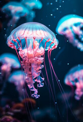 Jellyfish in the sea. A underwater photo of beautiful jellyfish in an aquarium