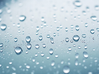 Water droplets on glass window, macro photography on white background