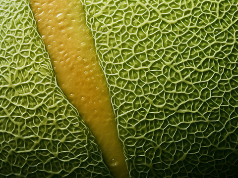 Macro view of melon skin offers organic textures, ideal for designers