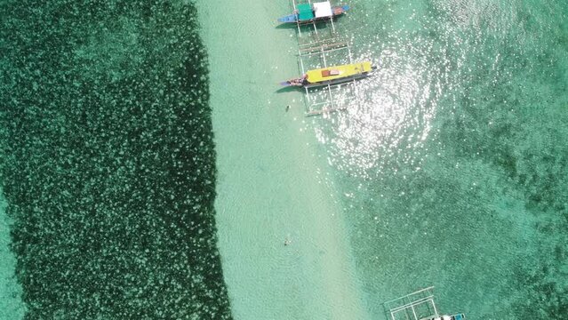 traditional boats at a Snake Island, archipelago Bacuit, Philippines
