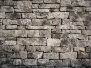 Detailed view of the texture on an old gray stone wall