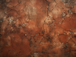 Concrete with fissures displaying an old russet coloration